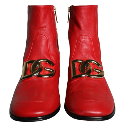 Red Lambskin Leather Men Ankle Boots Shoes