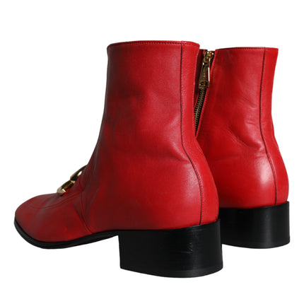 Red Lambskin Leather Men Ankle Boots Shoes