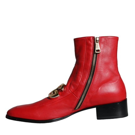 Red Lambskin Leather Men Ankle Boots Shoes