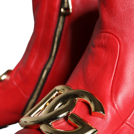 Red Lambskin Leather Men Ankle Boots Shoes