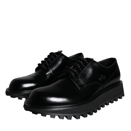 Black Calf Leather Derby Formal Dress Shoes