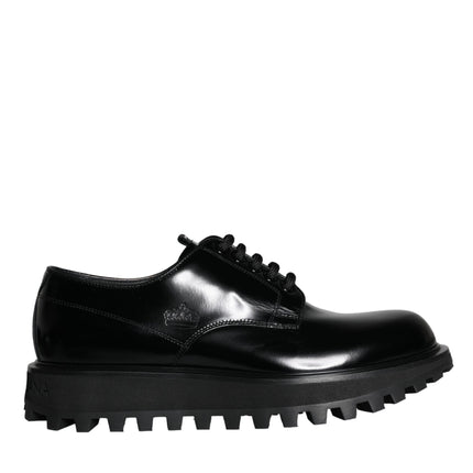 Black Calf Leather Derby Formal Dress Shoes