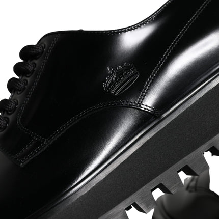 Black Calf Leather Derby Formal Dress Shoes