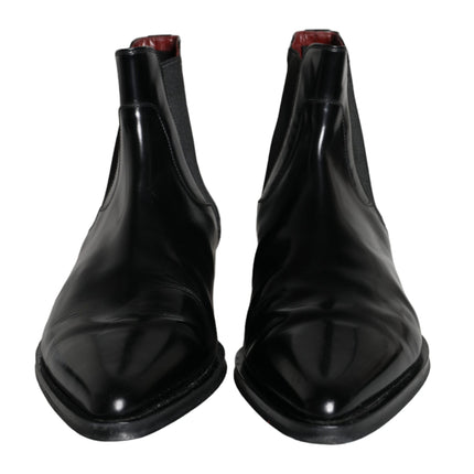 Black Leather Chelsea Ankle Boots Shoes