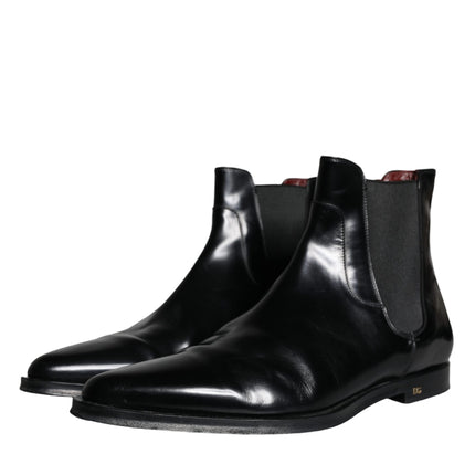 Black Leather Chelsea Ankle Boots Shoes