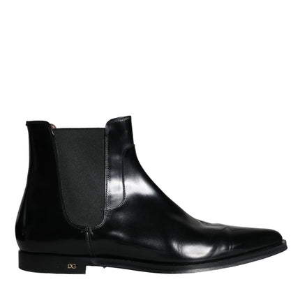 Black Leather Chelsea Ankle Boots Shoes