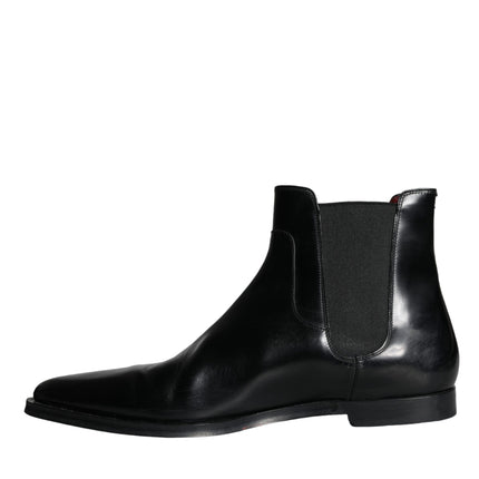 Black Leather Chelsea Ankle Boots Shoes