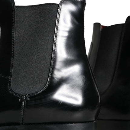 Black Leather Chelsea Ankle Boots Shoes