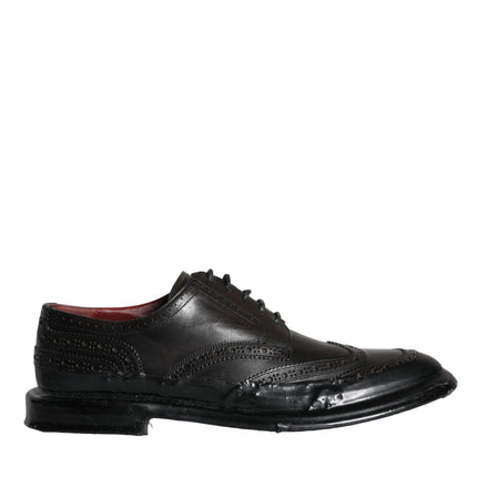 Black Leather Oxford Wingtip Formal Men Shoes