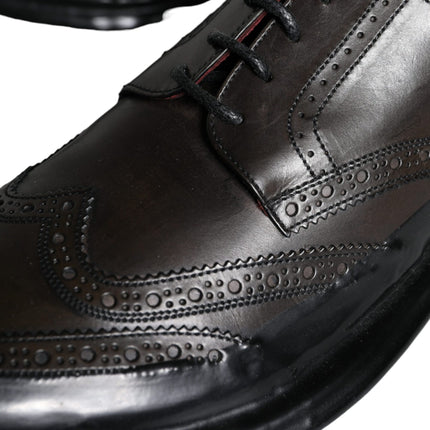 Black Leather Oxford Wingtip Formal Men Shoes