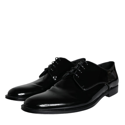 Black Calfskin Leather Derby Men Dress Shoes