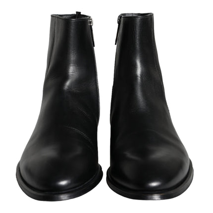 Black Calf Leather Men Ankle Boots Men Shoes