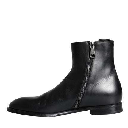 Black Calf Leather Men Ankle Boots Men Shoes