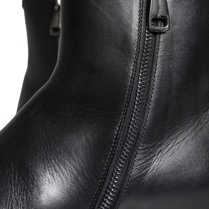 Black Calf Leather Men Ankle Boots Men Shoes