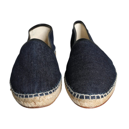 Blue Denim Cotton Leather Espadrilles Shoes