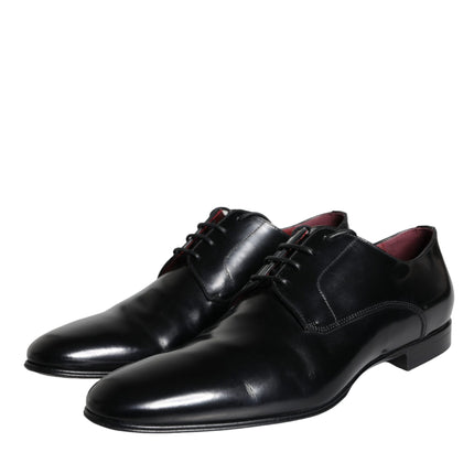 Black Calfskin Leather Derby Men Dress Shoes