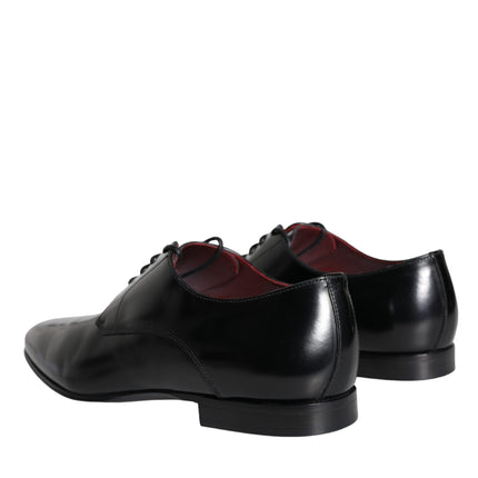 Black Calfskin Leather Derby Men Dress Shoes