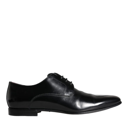 Black Calfskin Leather Derby Men Dress Shoes