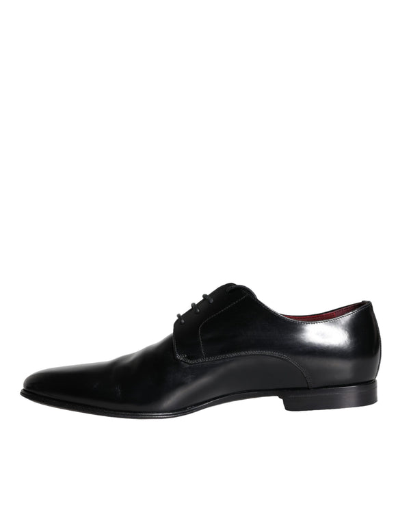 Black Calfskin Leather Derby Men Dress Shoes