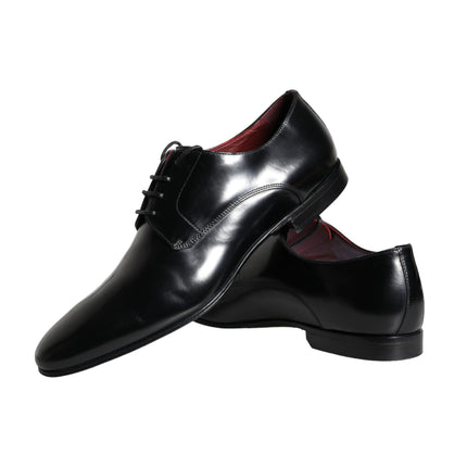 Black Calfskin Leather Derby Men Dress Shoes