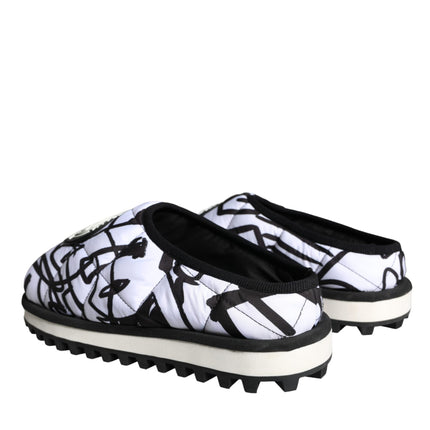 Black White Quilted Logo Sandals Slides Shoes