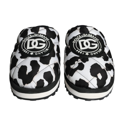 Black White Quilted Logo Sandals Slides Shoes