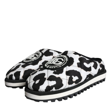 Black White Quilted Logo Sandals Slides Shoes