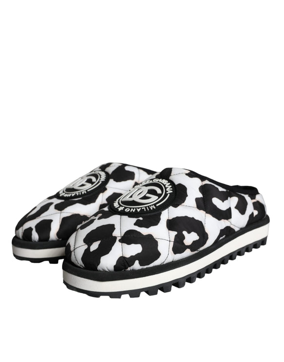 Black White Quilted Logo Sandals Slides Shoes