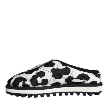 Black White Quilted Logo Sandals Slides Shoes