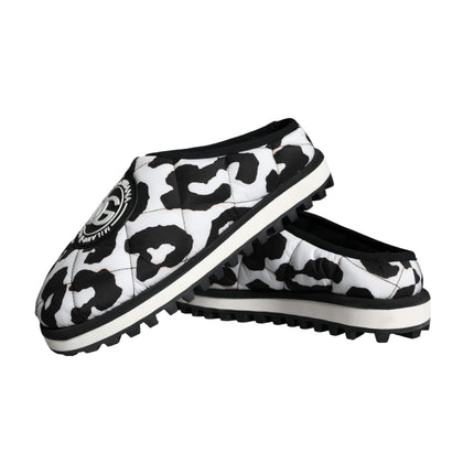 Black White Quilted Logo Sandals Slides Shoes