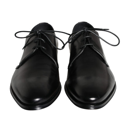 Black Calfskin Leather Derby Men Dress Shoes