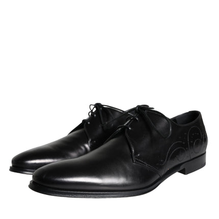 Black Calfskin Leather Derby Men Dress Shoes