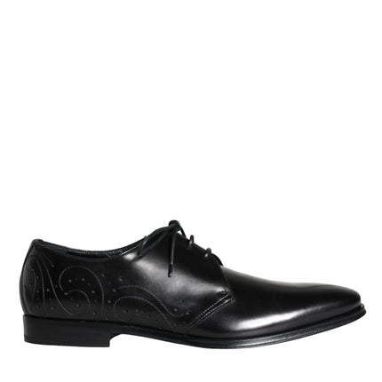 Black Calfskin Leather Derby Men Dress Shoes