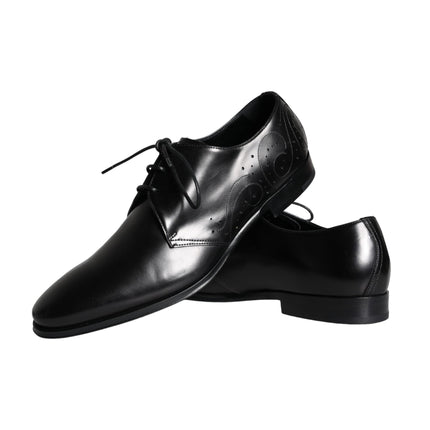 Black Calfskin Leather Derby Men Dress Shoes