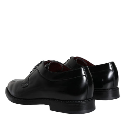 Black Calfskin Leather Derby Men Dress Shoes