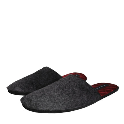 Black Faux Fur Slides Slippers Slip On Shoes