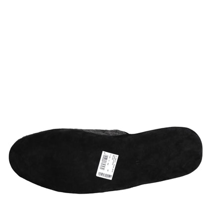 Black Faux Fur Slides Slippers Slip On Shoes