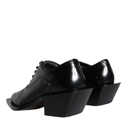 Black Calfskin Leather Derby Dress Men Shoes