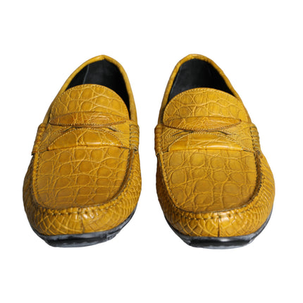 Yellow Leather Slip Mocassin Loafers Shoes