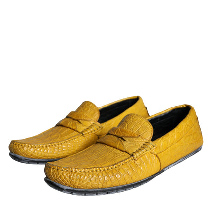 Yellow Leather Slip Mocassin Loafers Shoes