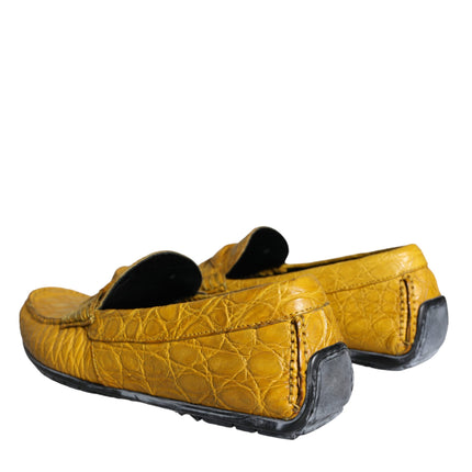 Yellow Leather Slip Mocassin Loafers Shoes