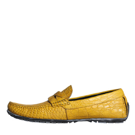 Yellow Leather Slip Mocassin Loafers Shoes