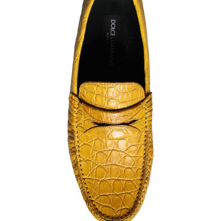 Yellow Leather Slip Mocassin Loafers Shoes