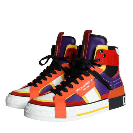 Multicolor Leather High Top Sneakers Shoes