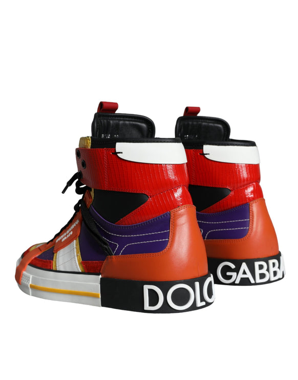 Multicolor Leather High Top Sneakers Shoes