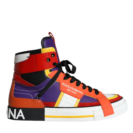 Multicolor Leather High Top Sneakers Shoes