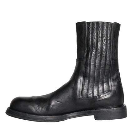 Black Horse Leather Mid Calf Boots Men Shoes