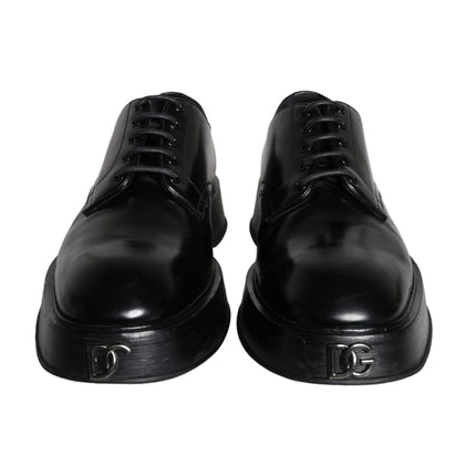 Black Calf Leather Derby Formal Dress Shoes