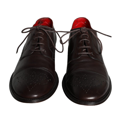 Brown Calfskin Leather Lace Up Oxford Shoes