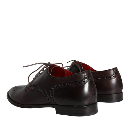 Brown Calfskin Leather Lace Up Oxford Shoes